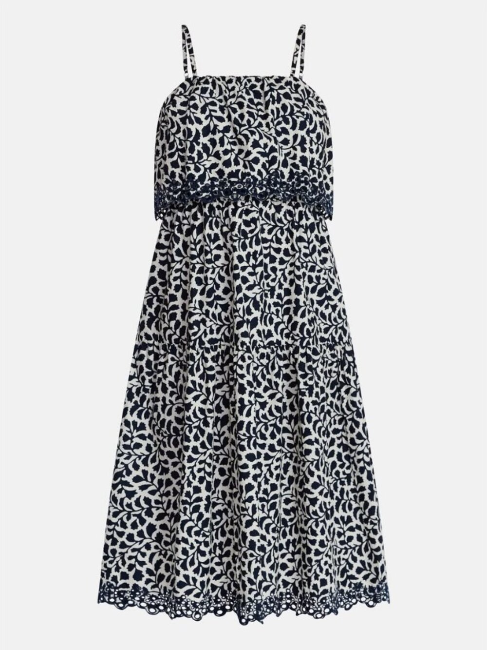 Excellent Condition, SZ M (8-10) 100% COTTON, Botanic Print Midi Sundress, Navy
